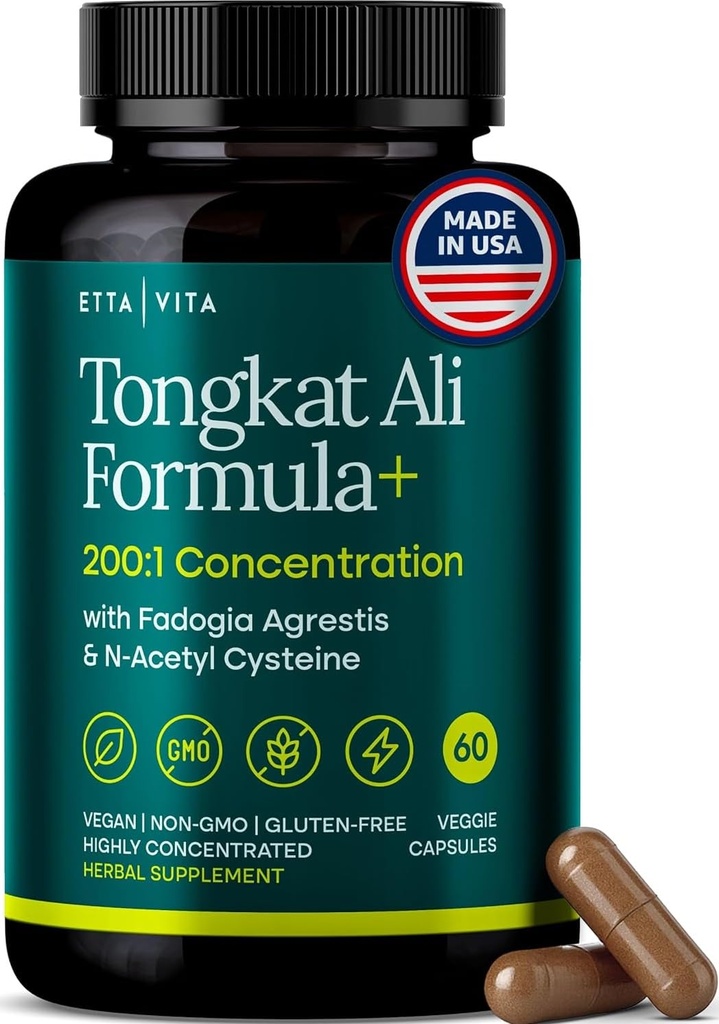 Potent Longjack - Tongkat Ali & Fadogia Agrestis Supplement for Mænd & Kvinder Energi, T Support, Lean Muscle Growth & Recovery, Hormonal Balance, Pre- workout med Vegan NAC Lever Detox & Cleanse