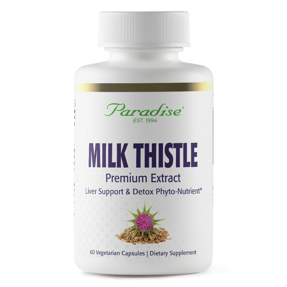 Paradise Herbs Milk Thistle, Active Whole Spectrum Extract, Vegan, Non GMO, Gluten Free, 60 Vegetariske Kapsler