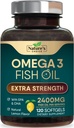 Omega 3 Fish Oil Supplement 2400 mg - Triple Strength EPA & DHA Fish Oil Omega 3, Essential Fedtsyrer Supplement Softgels, Brain & Heart Health Support, Gluten Free Non- GMO, 120 Softgels