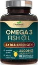Omega 3 Fish Oil Supplement 2400 mg - Triple Strength EPA & DHA Fish Oil Omega 3, Essential Fedtsyrer Supplement Softgels, Brain & Heart Health Support, Gluten Free Non- GMO, 120 Softgels