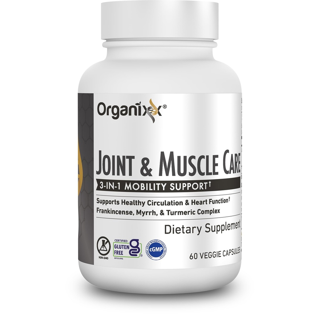 Organixx Joint & Muscle Care Organisk Gurkemeje Supplement, 31- 1 Frankincense, Gurkemeje og Myrra Fælles Sundhed & Fælles Support Kropspleje Kapsler, Understøtter Hævelse, Spænding, 60 Kapsler