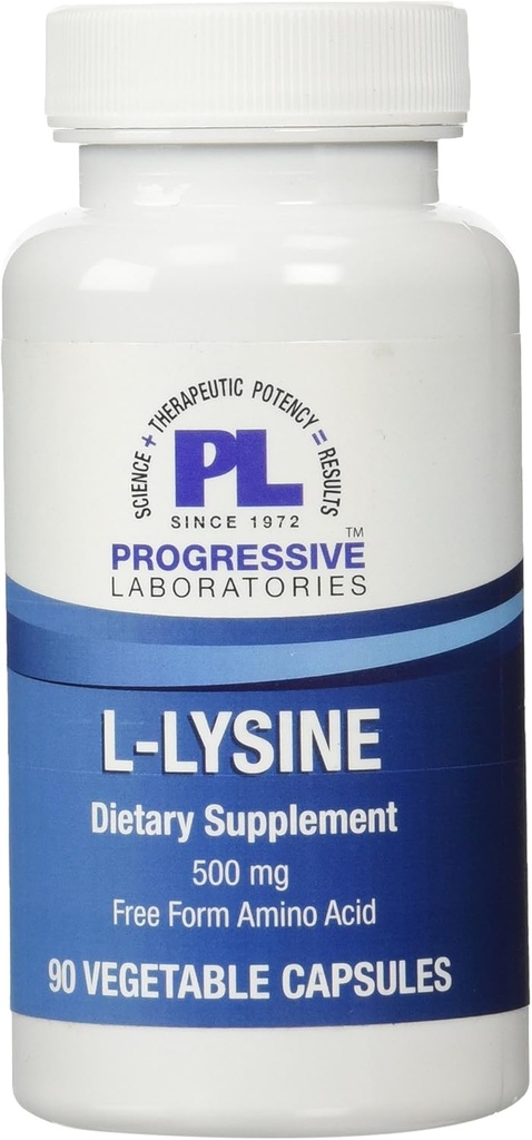 Progressive Labs L- Lysin Supplement, 500 mg, 90 Tælling