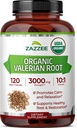 Zazzee USDA Organic Valerian Root 10: 1 Extract, 3000 mg Strength, 120 Vegan Capsules, 4 Måned Supply, Valeriana officinalis, 10X Potency, 100% Vegetar, All- Natural, Non- GMO, Made in The USA