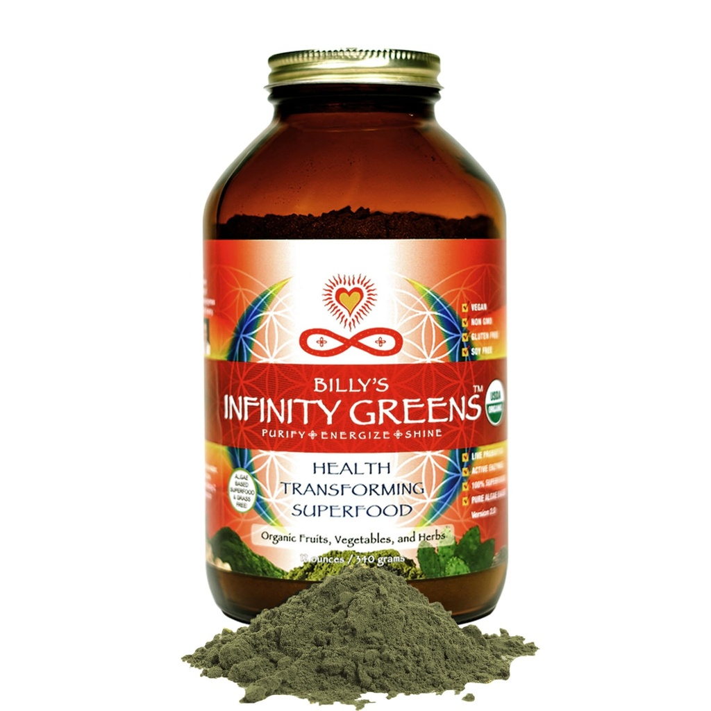 Superfood pulver, Blue Green Algae baseret Green Juice Powder med 28 Økologiske superfødevarer, Ingen Fyldere eller Græsser, Energi & Longevity, Lav Temp Dehydreret Grønne (34 Servere)