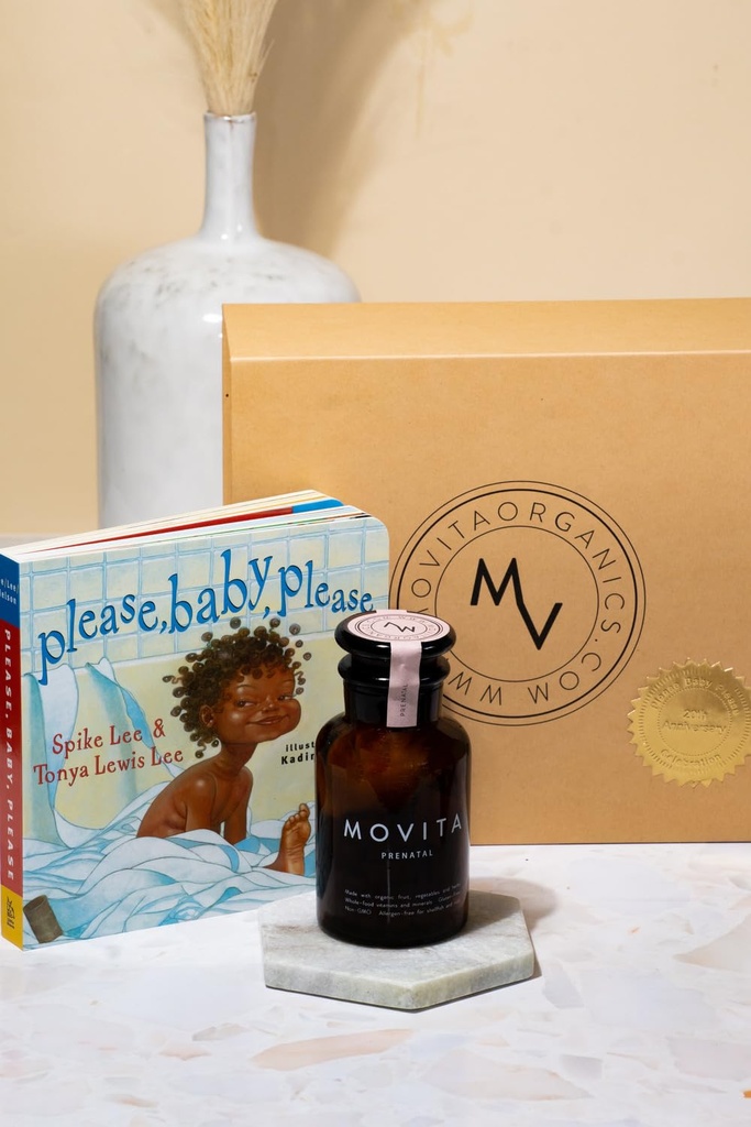Movita prenatal gave sæt med prenatal vitamin flaske og "Please, baby, please" Book, for sund mor og baby - under graviditet & amning - Gæret hele fødevarer, vitaminer
