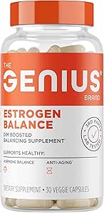Genius Estrogen Balance, Dim Supplement - Blocker for mænd og kvinder - Hormon, Hormonal Acne & Menopause - Aromatase Inhibitor med Grape Seed Extract & BioPerine - 30 kapsler