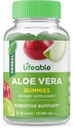 Levende Aloe Vera Supplement Gummies for voksne - 10.000 mg - Great Tasting Natural Flavored Gummy - Gluten Free, Vegan, Non- GMO Chewable - for voksne, Mænd, Kvinder - 60 Gummies - 30 Doser