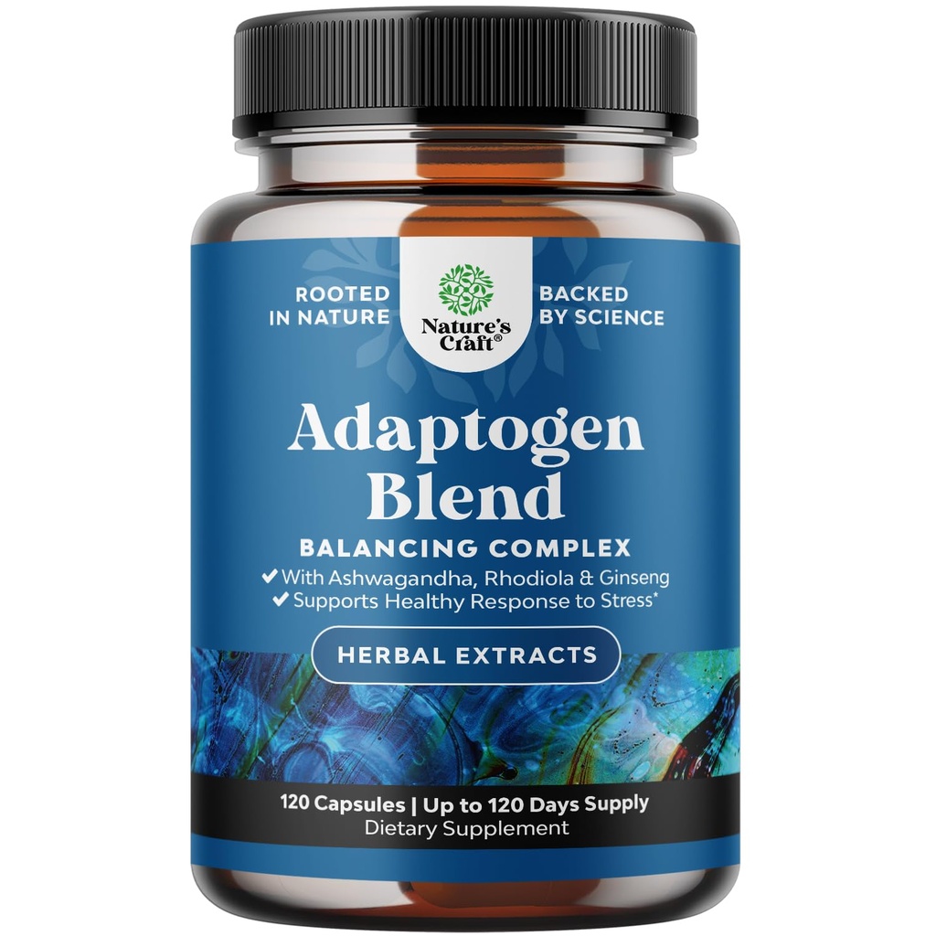 Urteadaptogen Mood Support - Calming Adaptogens Supplement til Stress & Cortisol Management med Ashwagandha Rhodiola Rosea & Maca Root - Vegansk Non GMO & Daytime Friendly -120ct
