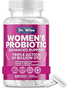 Kvindernes Probiotiske 50 Millioner CFU - Understøtter fordøjelse, Bloating Relief, Vaginal Odor & pH Balance - Urinary Tract & Gut Health - Klinisk researched Stains - Non- GMO, 60 kapsler