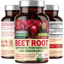 N1N Premium Organic Beet Root Capsules 1300mg 120 Veg Caps [Non-GMO & Gluten Free] Alle naturlige Beet Root Powder for Energy Support
