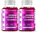 Vitamin 2 pakker B6 100 mg Gummies - Natural Strawberry Flavor - 60 Pectin- baserede Gummies per flaske - Nervesystemet og energistøtte