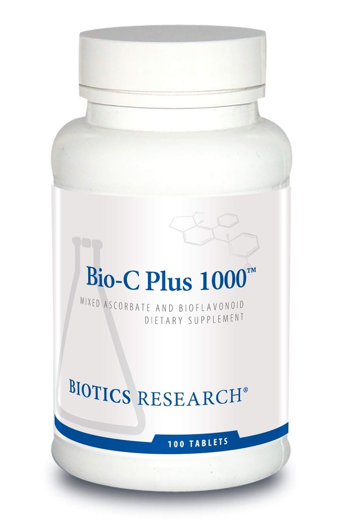 Bioteknologi Forskning Bio C Plus 1000 Antioxidant, Høj potens, Bioflavonoider, Understøtter sund immunrespons, Bygger kollagen, Sund hud, Cartiage og fælles støtte 100 tabletter