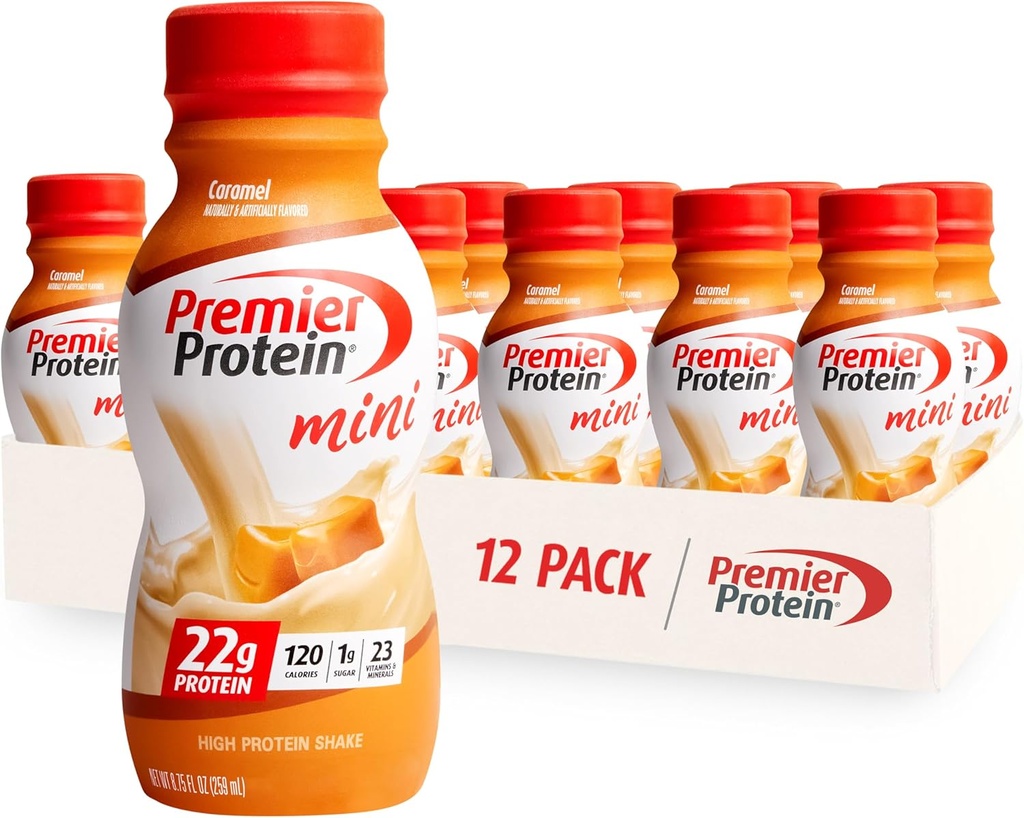 Premier Protein Shake MINI, Caramel, 22g Protein, 120 kalorier, 1g Sugar, 8.75fl oz, Pack of 12
