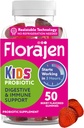 Florajen Kids Probiotiske Gummies - Triple- Action Prebiotic, Probiotic, & Postbiotisk supplement til fordøjelsessygdomme, immunforsvar, & Bloating Relief - Organic, Vegan, & Gluten- Free - 50-Greve