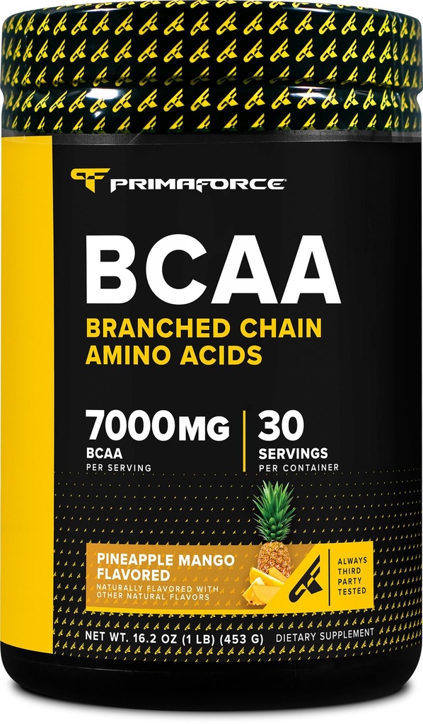 Primaforce BCAA Powder (Ananas Mango) (30 Servering) - 7000MG 2: 1: 1 BCAA, Post- workout Inddrivelse Drik med Aminosyrer og Real Salt til mænd og kvinder