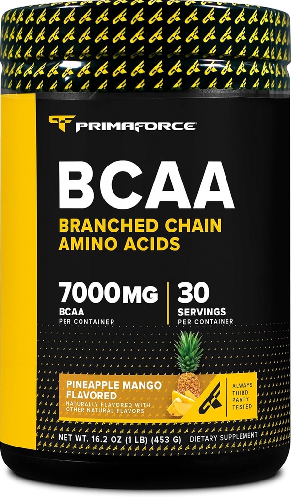 Primaforce BCAA Powder (Ananas Mango) (30 Servering) - 7000MG 2: 1: 1 BCAA, Post- workout Inddrivelse Drik med Aminosyrer og Real Salt til mænd og kvinder