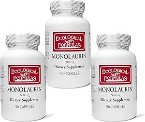Ecological Formulas 600 mg Monolaurin - Three Individually Sealed Bottles 270 Count