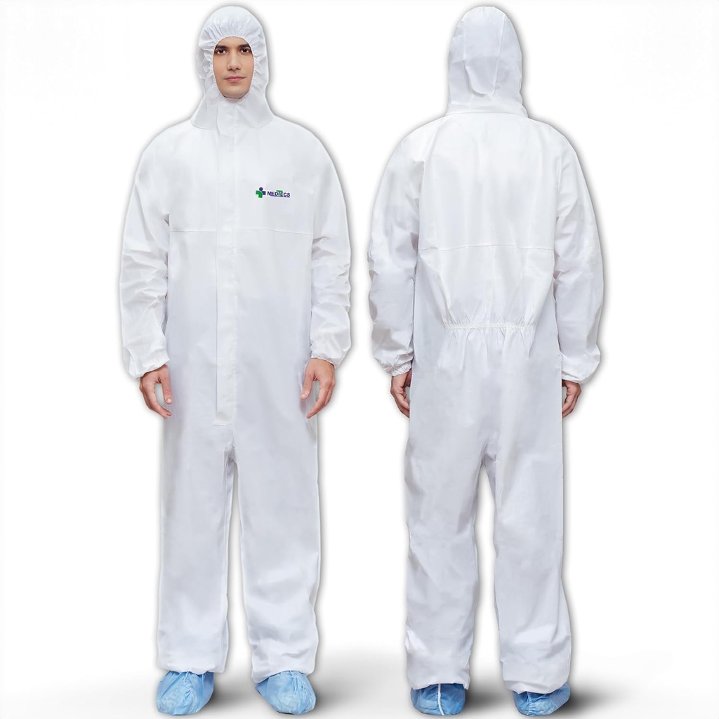 Medtecs Hazmat Suits - 6 Sizes Options - Disponible Coveralls Suit, Medicinsk Beskyttende Calthern PPE Hazmat Suits