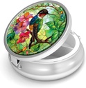 Pill Box-3 Segment Lille Pill sag for purse & Pocket Mini Metal Pill Holder Travel Pill Container til at holde kosttilskud vitaminer BPA- fri (Hummingbird)
