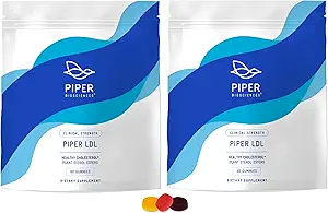 Piper LDL Clinical Strength Sund Cholesterol Gummies (2280 mg Plant Sterol Esters per dag): To pakker hver med 60 Gummies, Vegan, 30 Day Supply