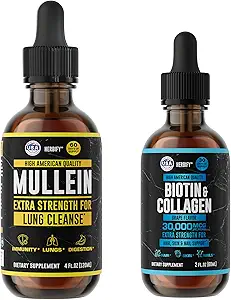 HERBIFY Bundle - Mullein Leaf Extract & Biotin and Collagen - Respiratory Support & Hair Skin and Nails Vitamins Support