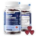 Melatonin Free 5- HTP GABA Supplement Gummies for voksne & børn 12 + med L- Theanin, Magnesium Glycinat, L- Tryptophan, Apigenin - Sugar Free, Strawberry Flavor, Vegan, 120 Greve