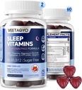Melatonin Free 5- HTP GABA Supplement Gummies for voksne & børn 12 + med L- Theanin, Magnesium Glycinat, L- Tryptophan, Apigenin - Sugar Free, Strawberry Flavor, Vegan, 120 Greve