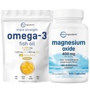 Mikroingredienser Omega-3 Fish Oil 4,200mg & Magnesium Oxide 400mg Bundle Pack Removal 124; Wild- Caught Fish, Lemon Flavored, Burpless Removal 124; Elemental Form for Max Concentration