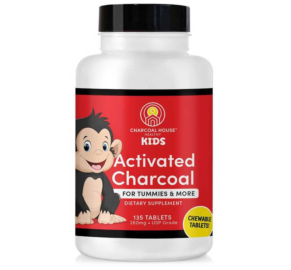 Charcoal House Chewable Aktiverede Charcoal tabletter til børn 124; Natural, Vegan, Non- GMO & Gluten Free