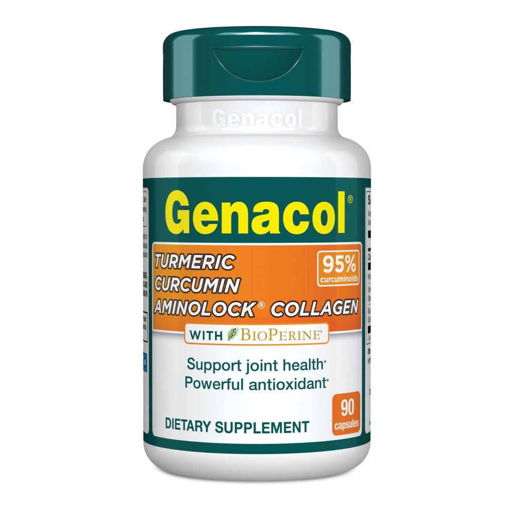 Genacol gurkemeje, Ultra- hydrolyseret collagen peptider supplement med sort pepper ekstrakt (BioPerine), Sothe din Joints, Forbedret Absorption, 90 kapsler (30- Day Supply)