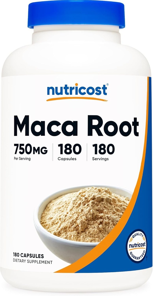 Nutricost Maca Root Kapsler (Lepidium meyenii) 750mg, 180 Kapsler, 180 Servere