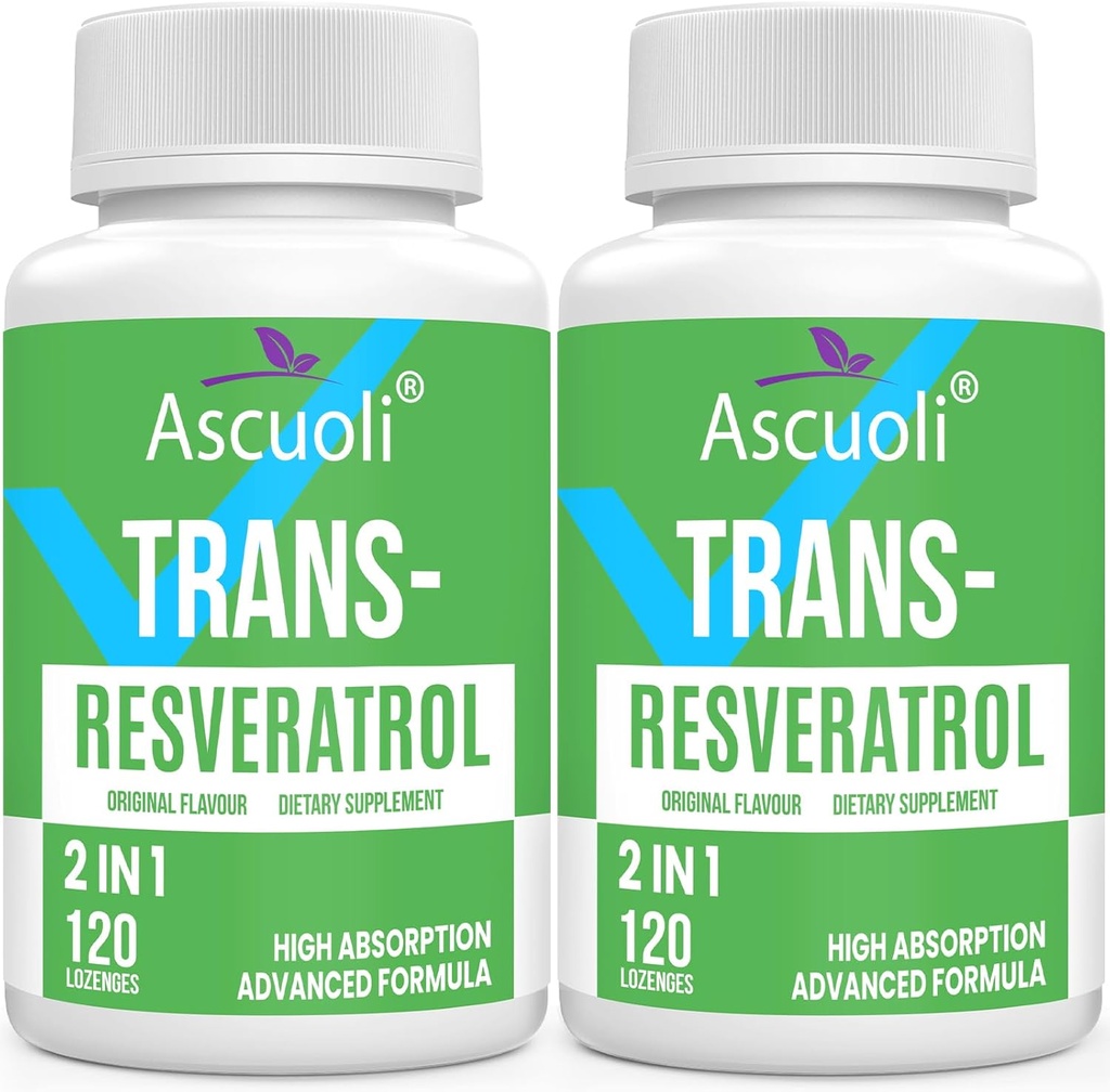 Sublingual Trans- Resveratrol Renhed 99%, 3- in-1 Advanced Formel Resveratrol Supplement for Boost NAD +, Immun & Energy Support, Anti- Aging, Skin Health & Antioxidant, 240 Lozenge (240- Day Supply)