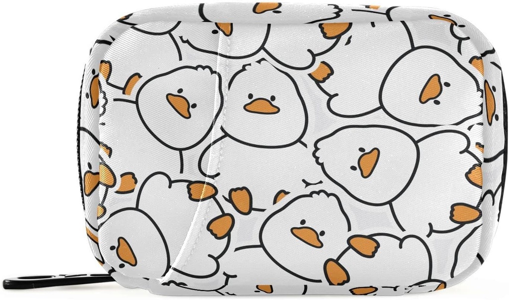 Pill Box Cute Duck 7 Day Pill Case Travel Pill Organizer Bag with Zipper Portable Weekly Vitamin Medicine Supplement Holder Pouch Bag
