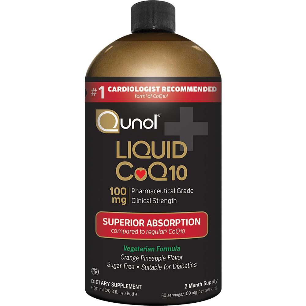 Qunol Liquid CoQ10 100mg, Superior Absorption Natural Supplement Form of Coenzym Q10, Antioxidant for Heart Health, Orange Pineapple Flavored, 60 portioner, 20, 3 oz flaske