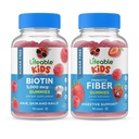 Lifeable Sugar Free Biotin Kids + Preciotic Fiber Kids, Gummies Bundle - Great Tasting, Vitamin Supplement, Gluten Free, GMO Free, Chewable Gummy