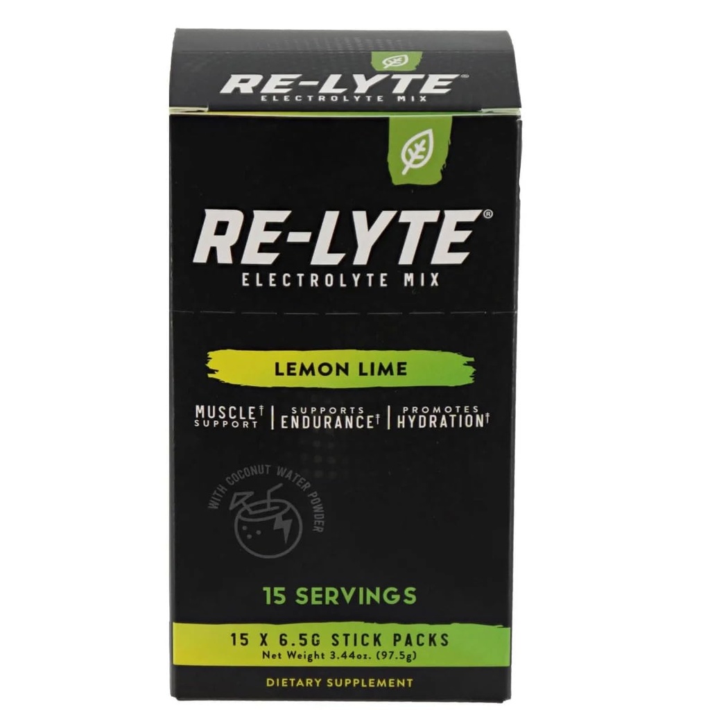 RELYTE Re- Lyte Electrolyte Drink Mix Lemon Lime 15 Serveringspakker 3.44 oz.