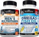 Advanced Daily Men 's Multivitamin med vitamin C A B D3 E og zink (1 måned Tilgang) Plus tredobbelt styrke Omega 3 Fish Oil Softels (1 måned Tilgang)