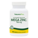 NaturesPlus Mega Zink 100 mg Vedvarende udgivelse - 90 tabletter - Vegetarisk, Gluten Free - 90 Servering