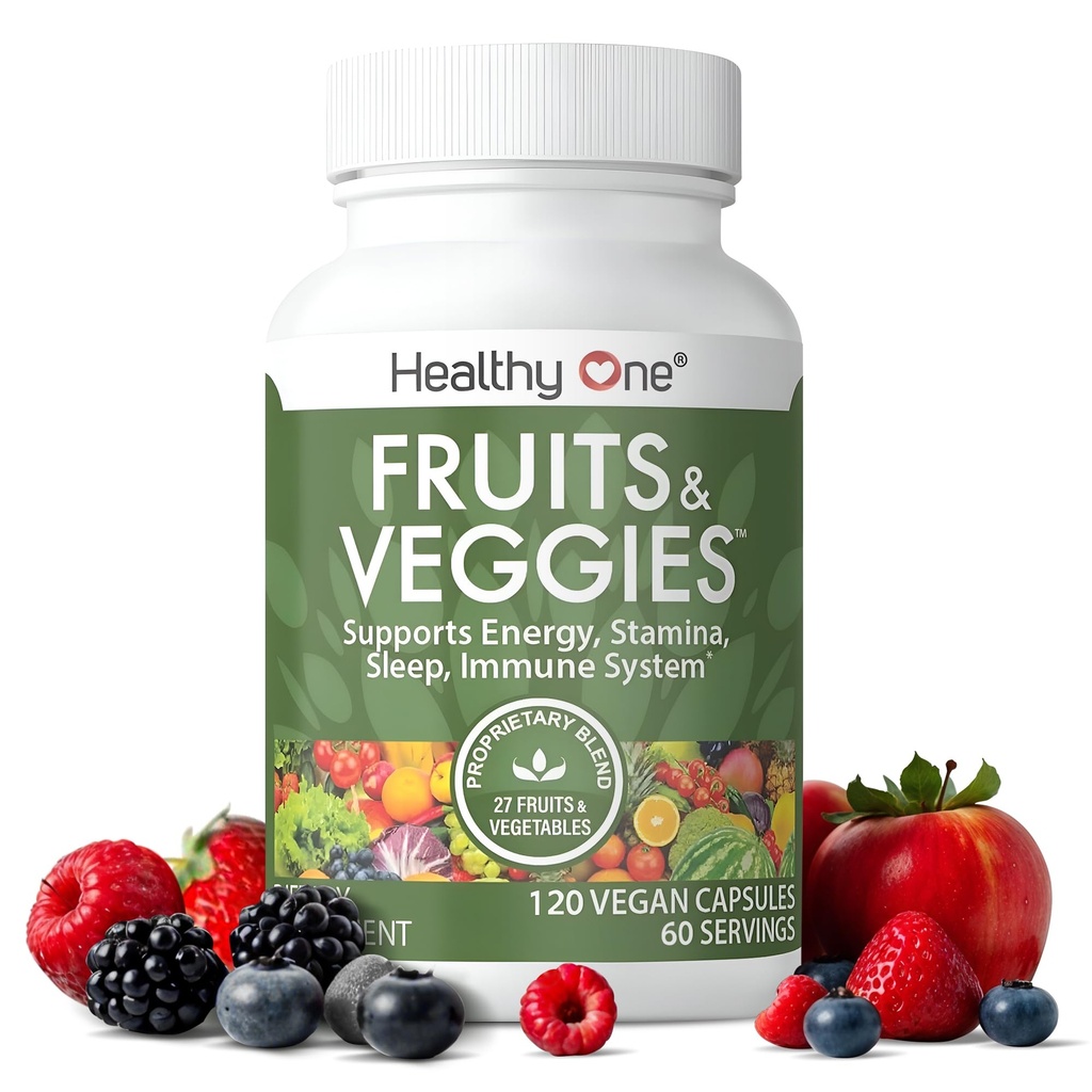Sunde frugter og grøntsager - 27 Balancerede hele fødevarer af natur - Vitaminer - Mineraler - Antioxidanter - Detox - Grøntsager - Kale - Broccoli - Spinat - Beets - Hindbær - Multivitamin - 60 Servering