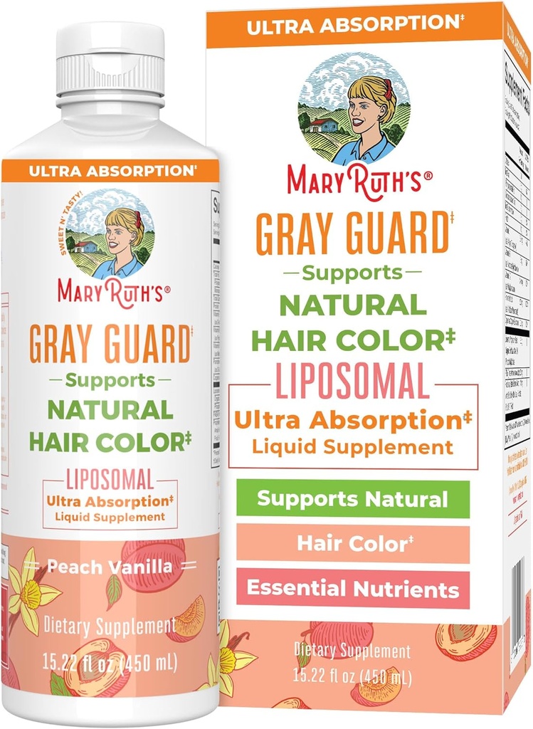 MaryRuth Organics Gray Guard Liposomal, Understøtter naturlig hårfarve, med kobber & pantothensyre, Holy Basil & Traditional Herbs, Vitamin E & Vitamin B for samlet sundhed, alder 18 +, 15.22 Fl oz