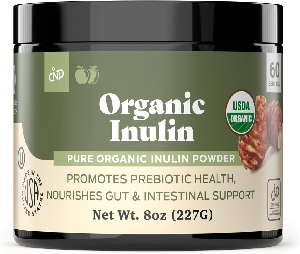 Pure Organic Inulin Powder Fiber Supplement - (Jerusalem Artichoke) Prebiotic Bulk Inulin Fiber Powder 8oz fordøjelse & Gut sundhed