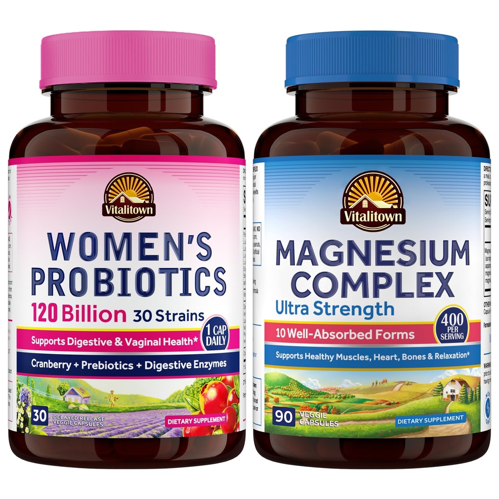 Vitalitown Magnesium + Probiotisk Bundle (pakke med 2)