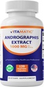 Vitamatic Andrographis Extract 1000 mg Per Serving - 120 Veg Capsules - 20X Extract, 100% Vegetarisk, All- Natural, Gluten Free, Non- GMO
