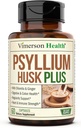 Fiber Supplement med 1080mg Psyllium Husk Pulver, Slippery Elm for kvinder & mænd, Ginger Root - High Fiber Pills for regularity, fordøjelse & Gut Sundhed - genert på Mave 60 Psyllium Husk Kapsler