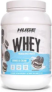 Kæmpe Whey, Protein Powder for Muscle Gain, 25g Protein, 12g EAA, understøtter muskelvækst, ydeevne og inddrivelse (Cookie & Cream, 30 Servere)