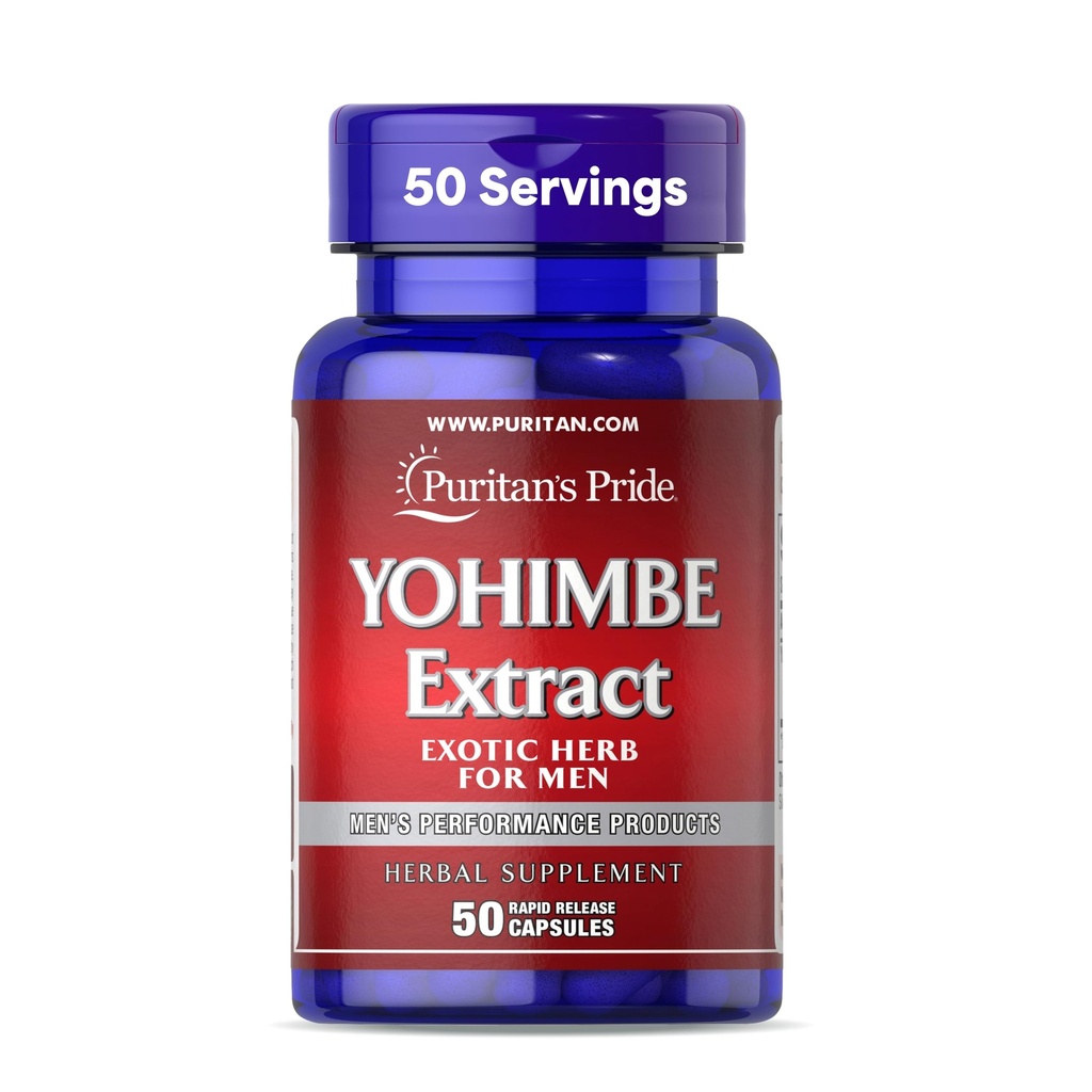Puritan 's Pride Yohimbe Exotic Herb for Men 250 mg (1000 mg ækvivalent), Kosttilskud, 50 Rapid Release Kapsler