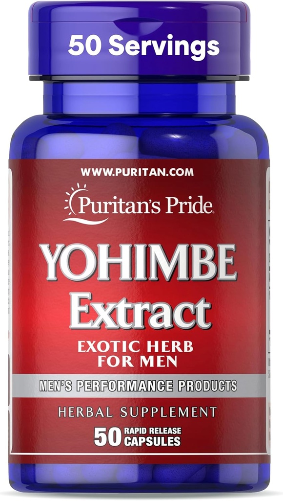 Puritan 's Pride Yohimbe Exotic Herb for Men 250 mg (1000 mg ækvivalent), Kosttilskud, 50 Rapid Release Kapsler