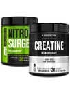 Jacked Factory NITROSURGE Pre Workout Supplement (Grape, 30 Servere) & Creatin monohydrat pulver (Unflavored, 30 Servere)