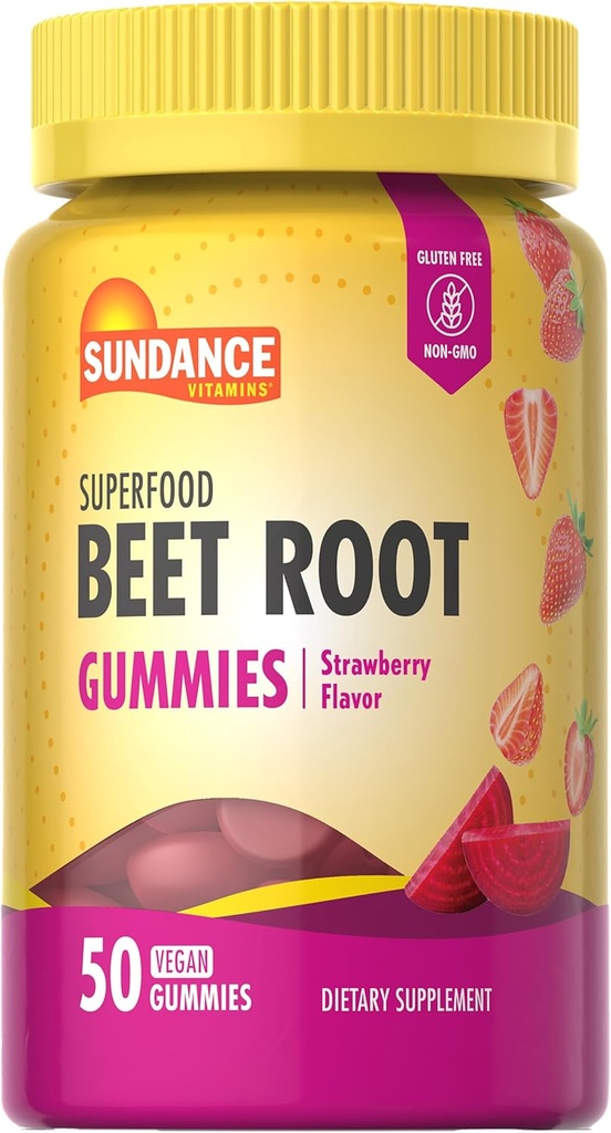 Sundance Beet Root Gummies against 124; 50 Greve Budding 124; Superfood Budding 124; med Black Pepper Buddy 124; Strawberry Flavor Buddy 124; Vegan, Non- GMO & Gluten Free Supplement