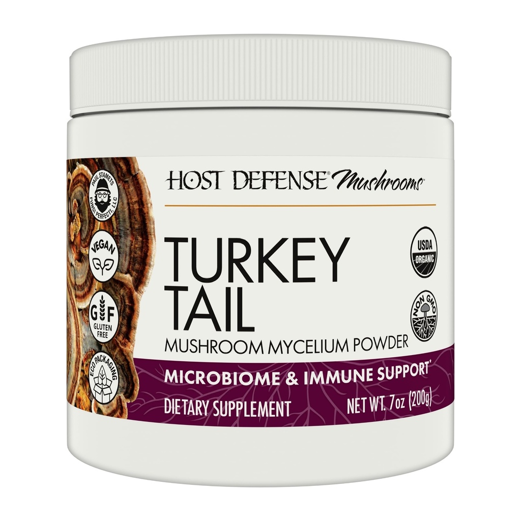 Værtsforsvar Tyrkiet Tail Mushroom Powder - fordøjelig sundhed & immunforsvar Support - Mushroom Supplement for Gastrointestinal & Gut Microbiome Support - 7 oz (133 Servere) *